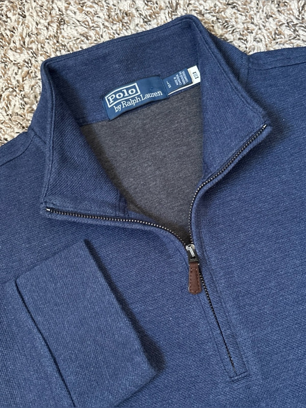 NWOT POLO RALPH LAUREN DOUBLE KNIT MESH 1/4 ZIP NAVY SWEATSHIRT PULLOVER, Large